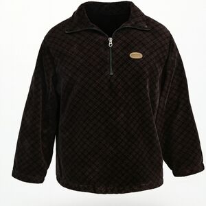 Vintage 90-2000s  Woolrich Fleece Quarter Zip Men’s L Dark Red Black Geometric